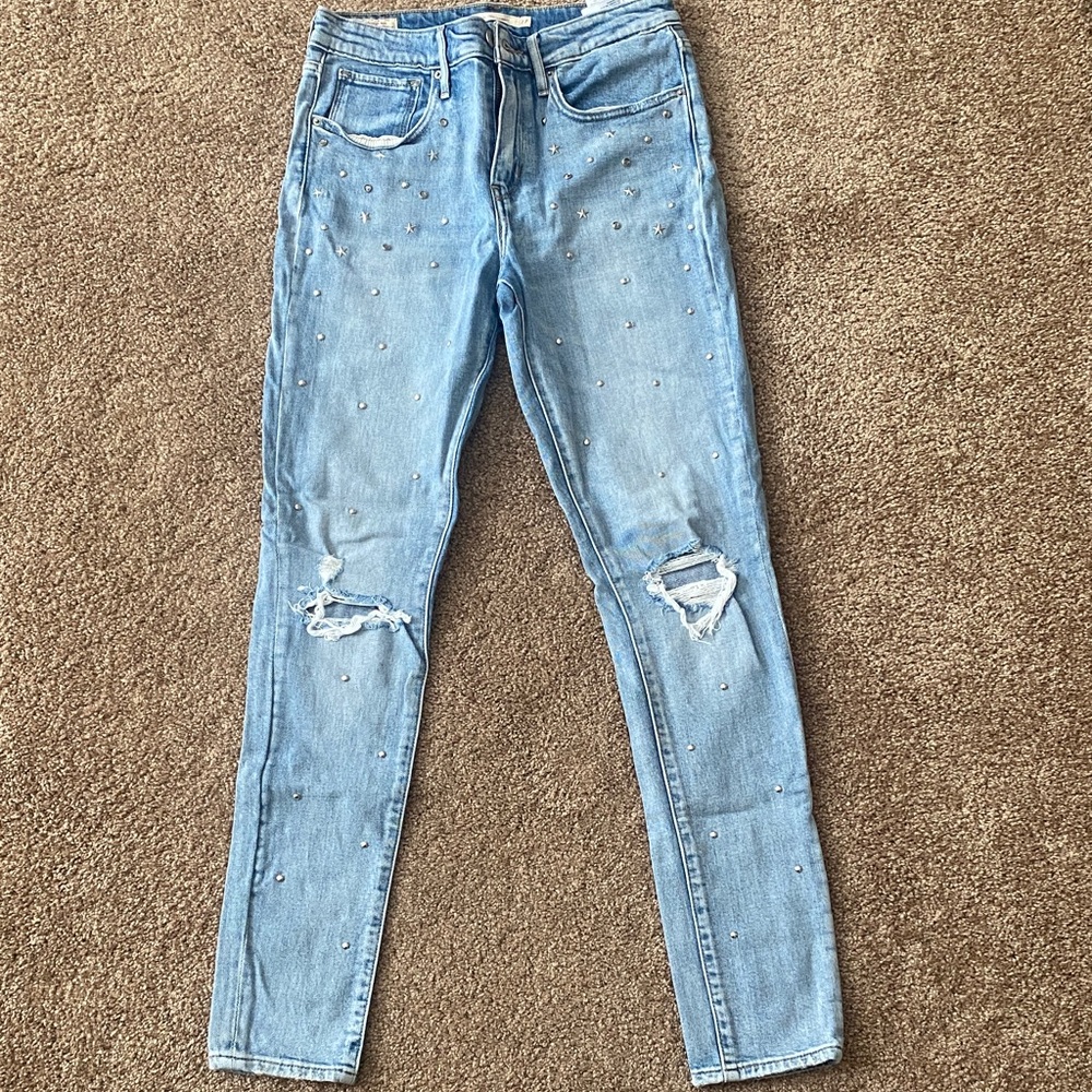 Levi’s studded Stylish Blue Distressed Women's Jeans